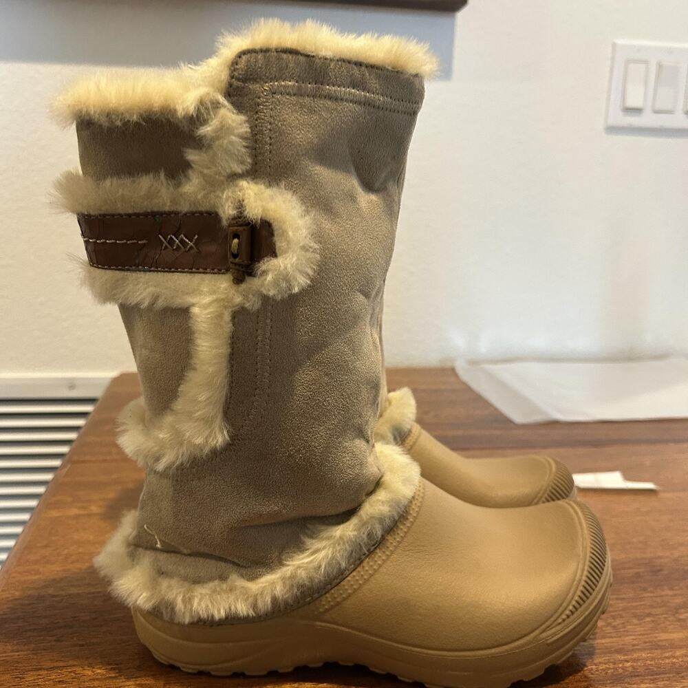 Earth‎ Astrid Sand Faux Fur Winter Boots 7/8 Kalso Comfort Suede Waterproof Look
